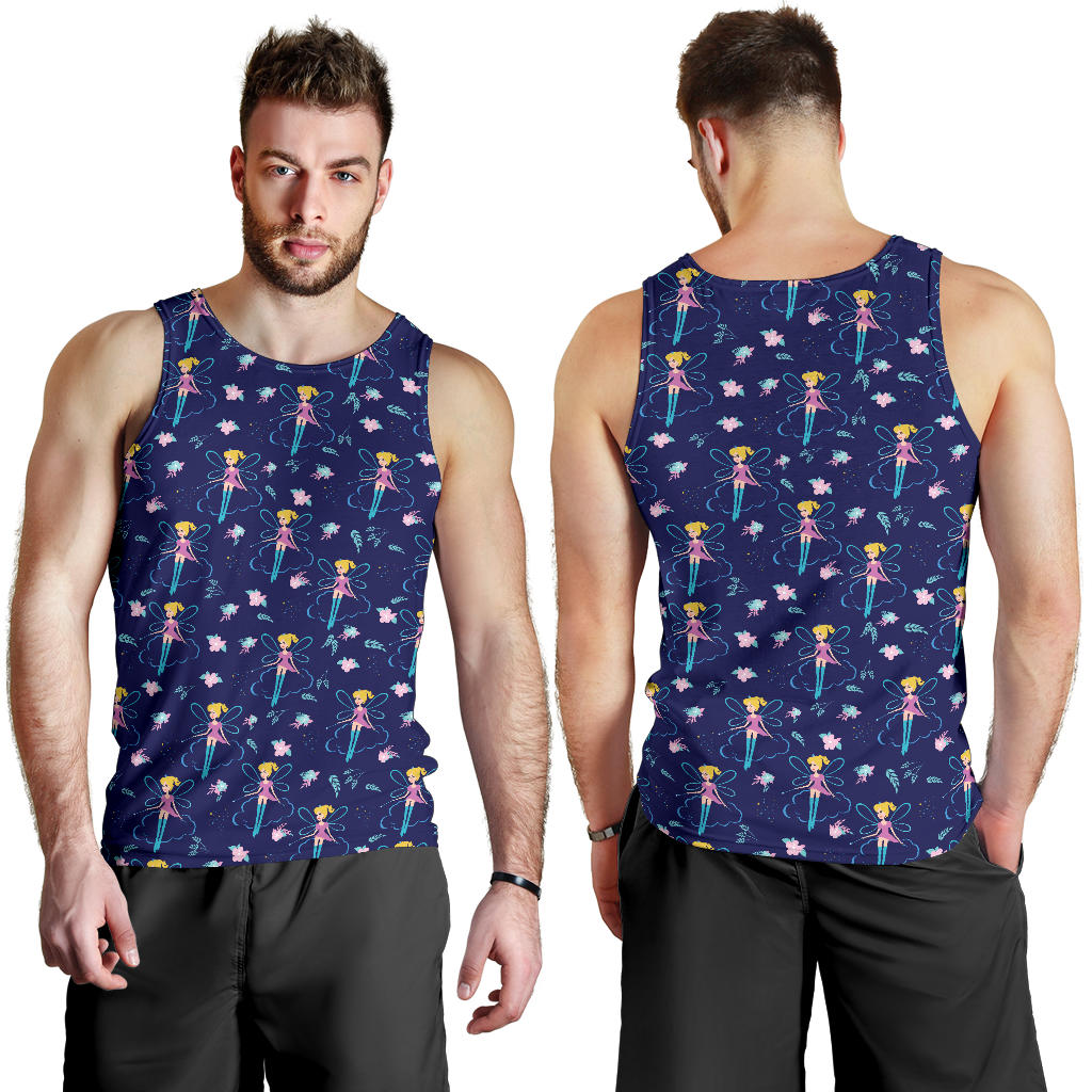 Fairy Cartoon Style Print Pattern Men Tank Top