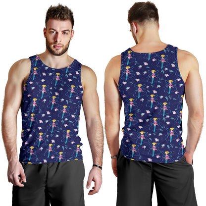 Fairy Cartoon Style Print Pattern Men Tank Top