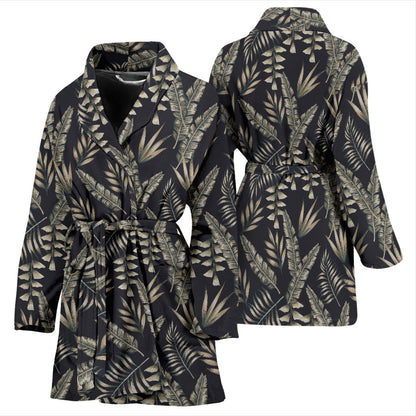 Banana Leaf Pattern Print Design 07 Women Bathrobe