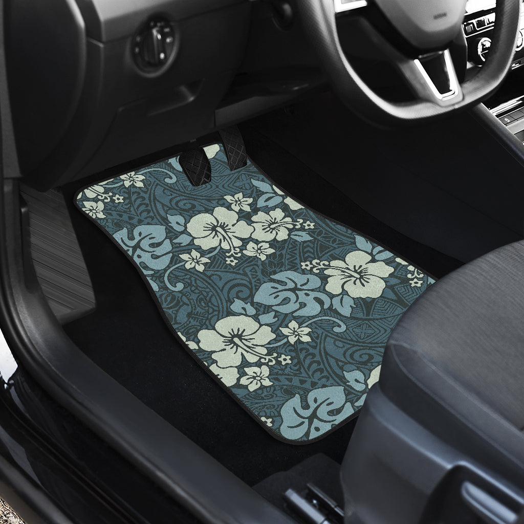 Flower Hawaiian Hibiscus Style Print Pattern Car Floor Mats Front Back