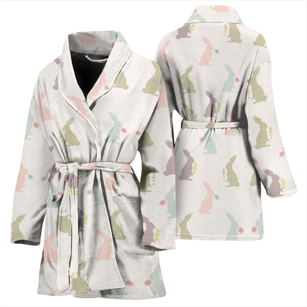 Bunny Pattern Print Design 05 Women Bathrobe