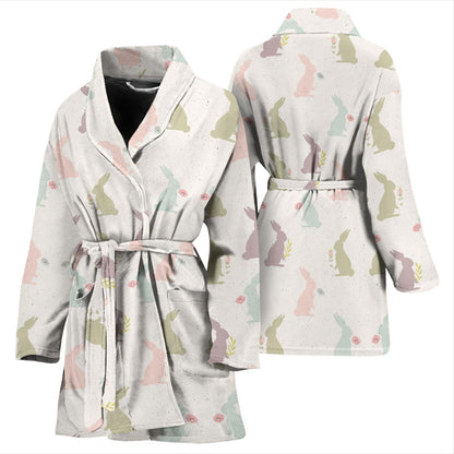 Bunny Pattern Print Design 05 Women Bathrobe
