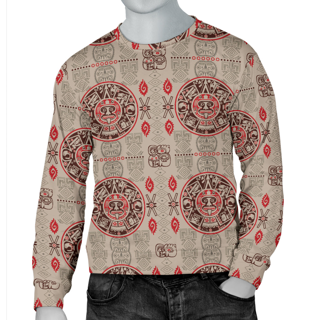 Calendar Aztec Print Pattern Men Long Sleeve Sweatshirt