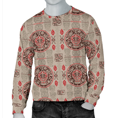Calendar Aztec Print Pattern Men Long Sleeve Sweatshirt