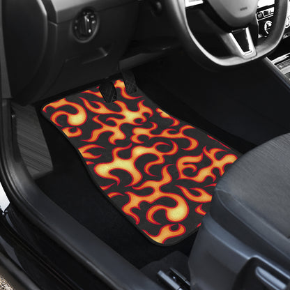 Flame Fire Themed Print Car Floor Mats Front Back