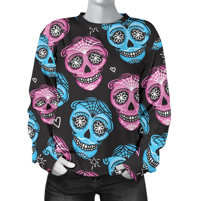 Day of the Dead Skull Print Pattern Women Long Sleeve Sweatshirt
