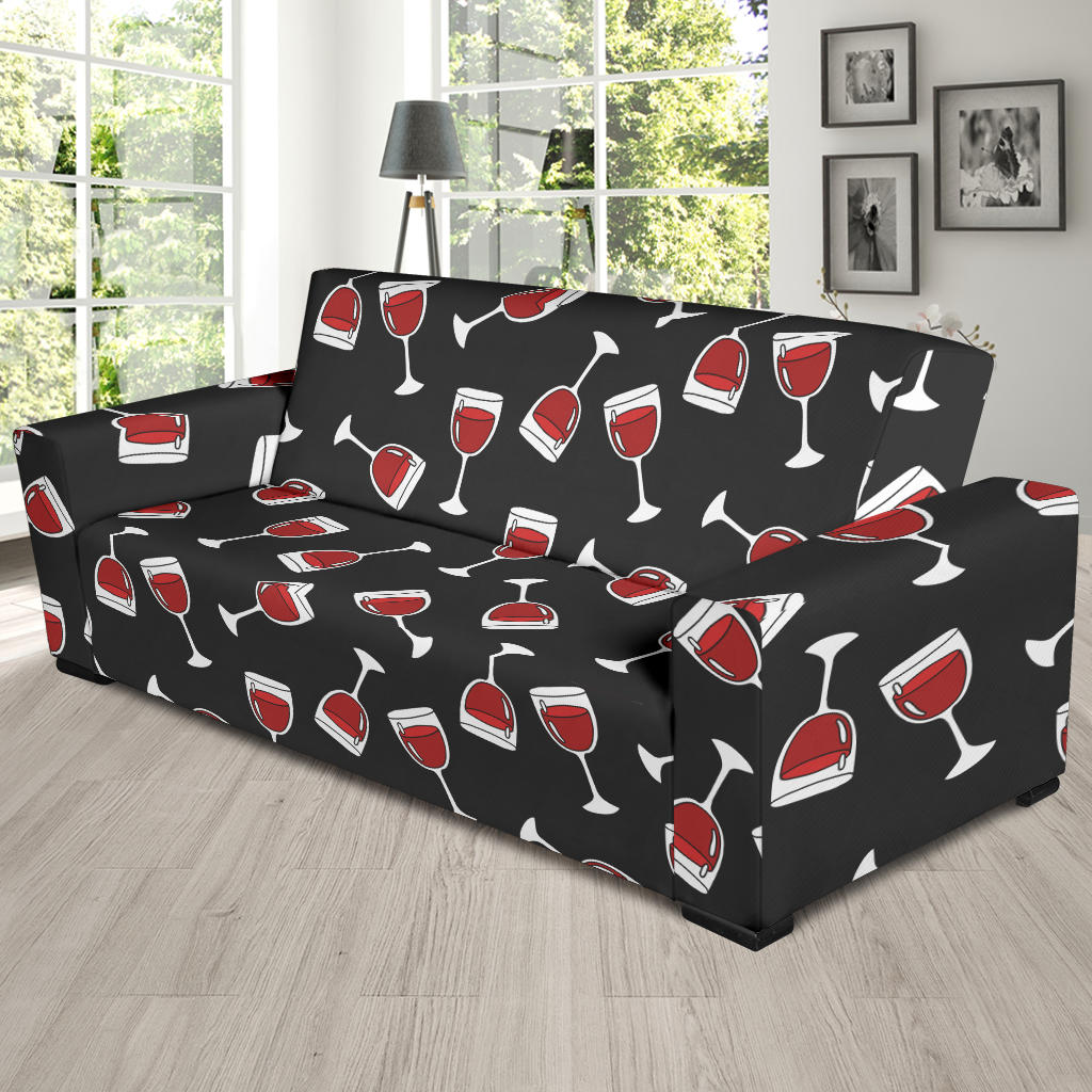 Wine Glass Print Design LKS303 Sofa Slipcover