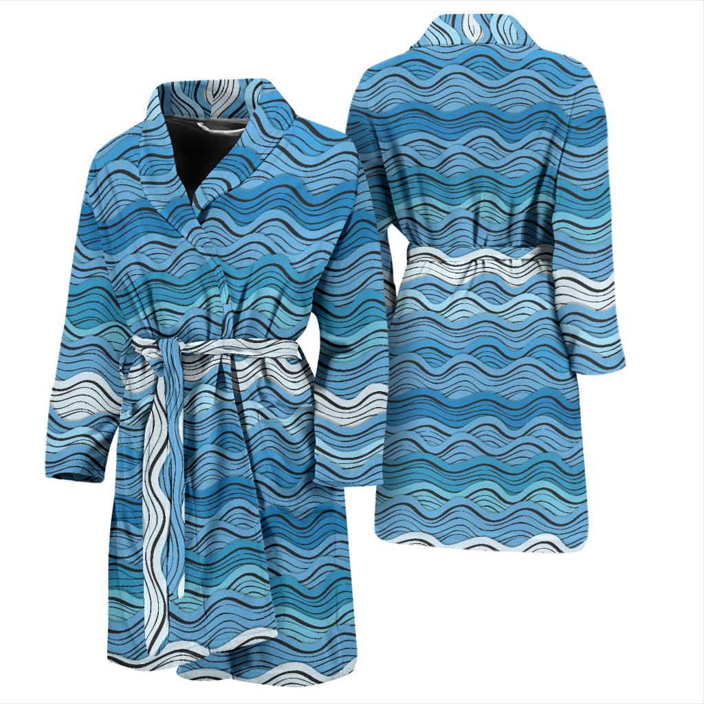 Wave Print Design LKS301 Men Bathrobe