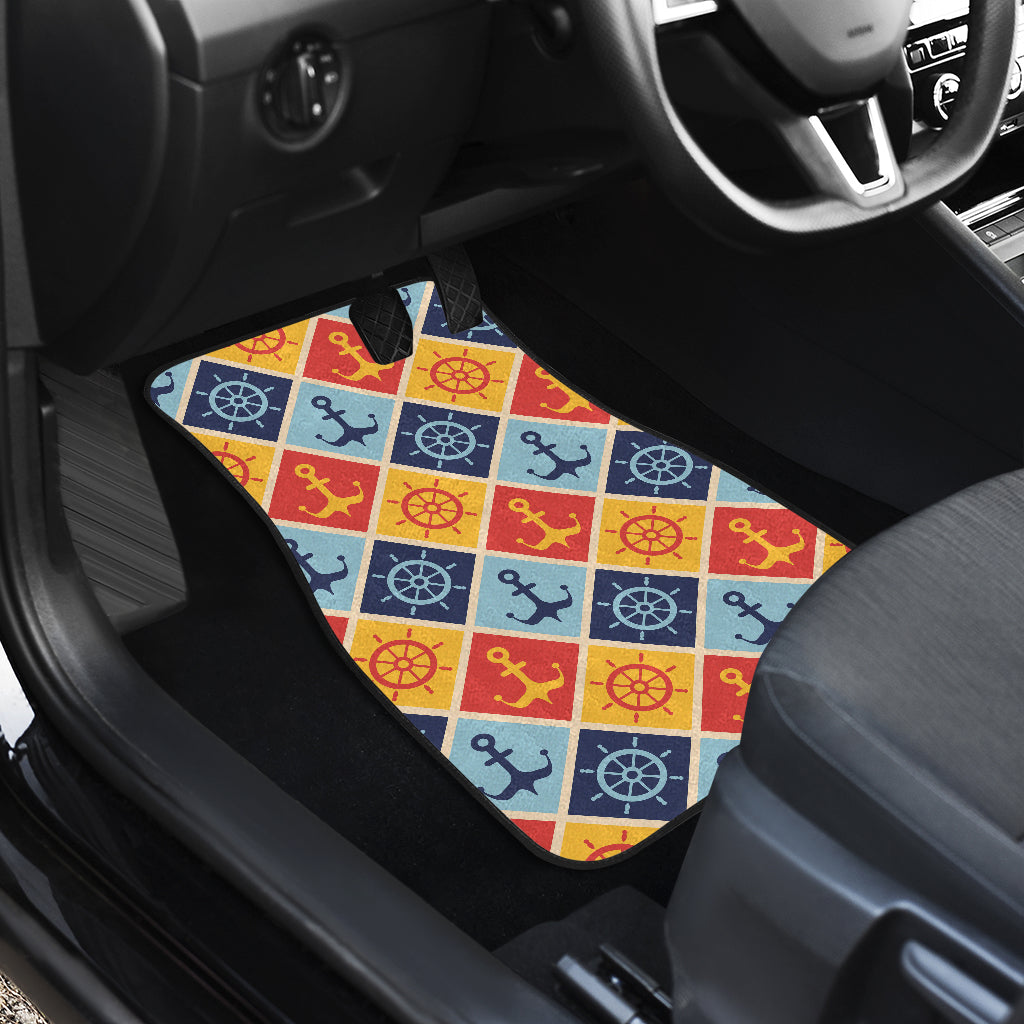 Nautical Pattern Design Themed Print Car Floor Mats Front Back