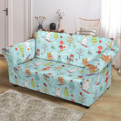 Ski Fox Cute Print Design LKS303 Loveseat Couch Slipcover