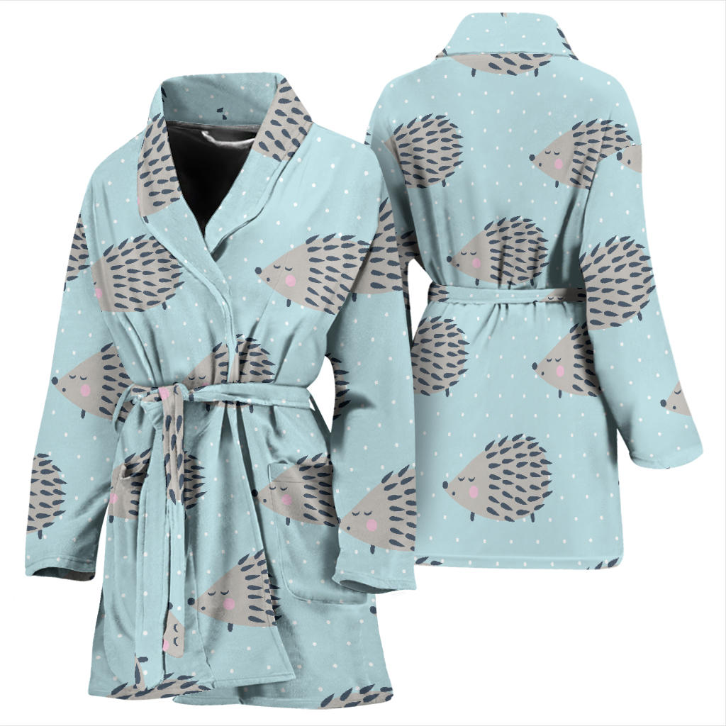 Hedgehog Pattern Print Design 02 Women Bathrobe