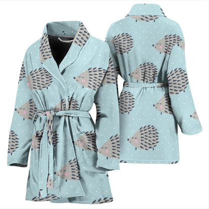 Hedgehog Pattern Print Design 02 Women Bathrobe