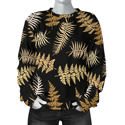 Fern Leave Bright Print Pattern Women Long Sleeve Sweatshirt