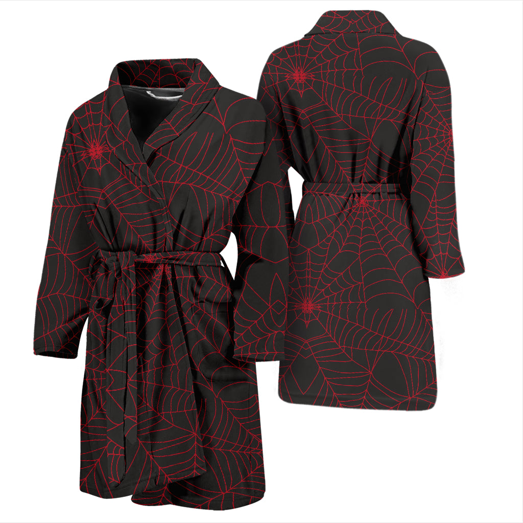 Spider Web Red Print Design LKS302 Men Bathrobe