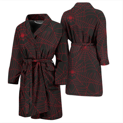 Spider Web Red Print Design LKS302 Men Bathrobe