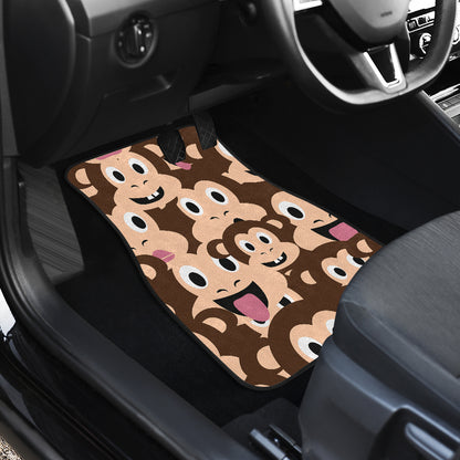 Emoji Monkey Print Pattern Car Floor Mats Front Back