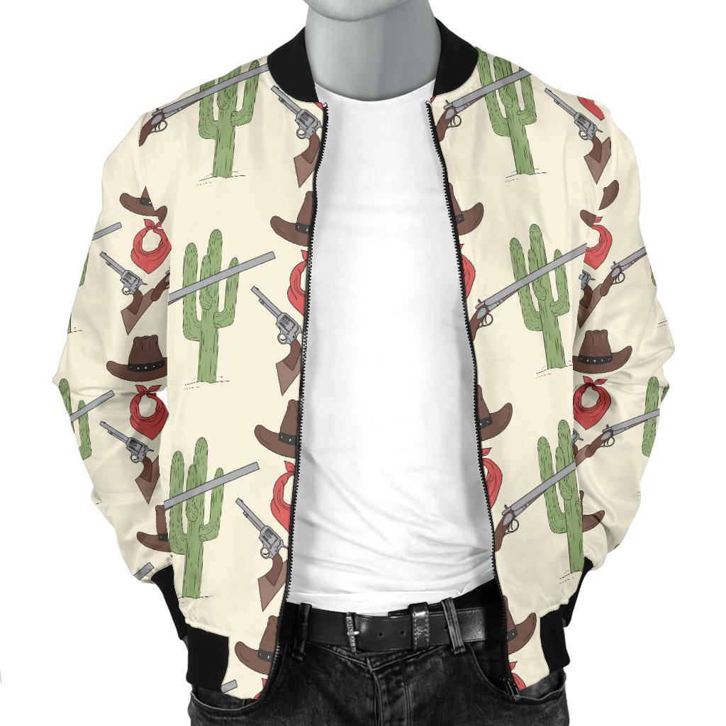 Western Cowboy Print Men Bomber Jacket