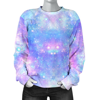 Galaxy Stardust Pastel Color Print Women Long Sleeve Sweatshirt