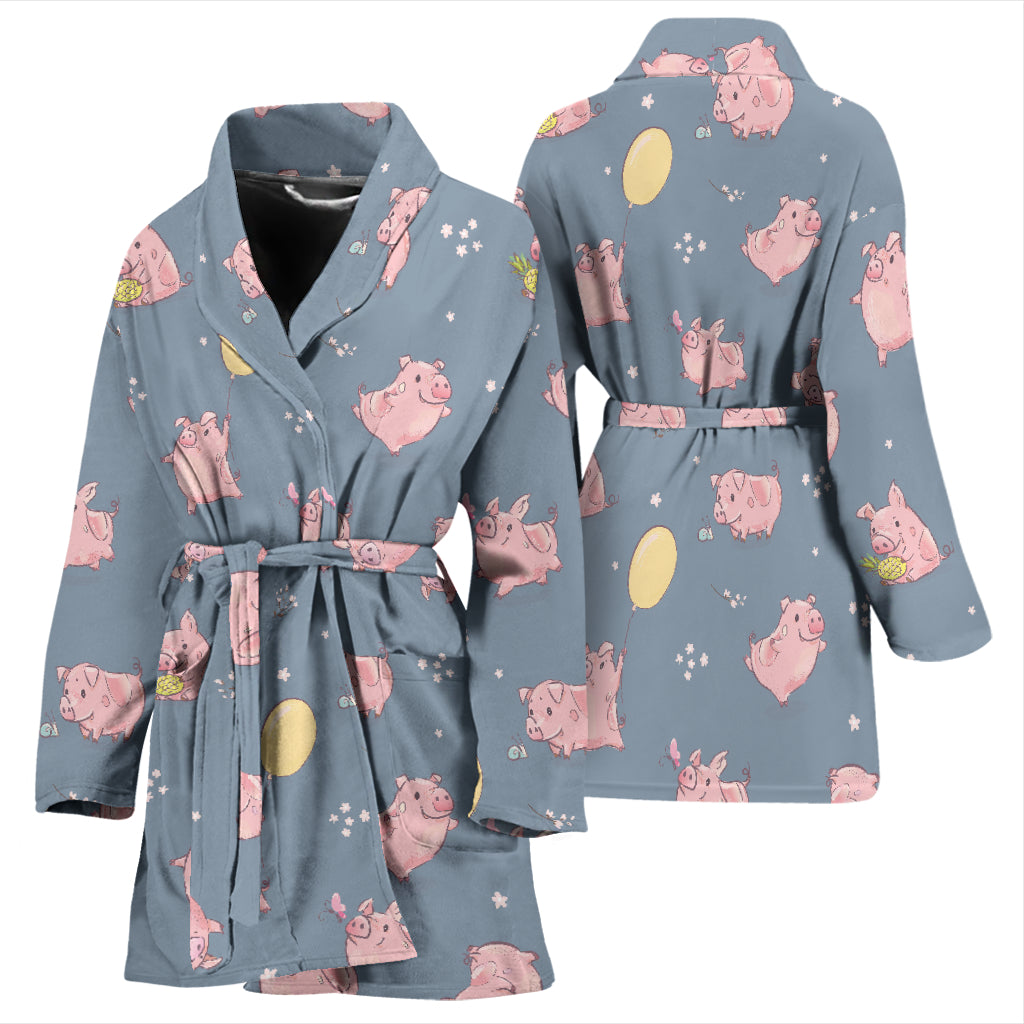 Pig Print Design LKS405 Women Bathrobe