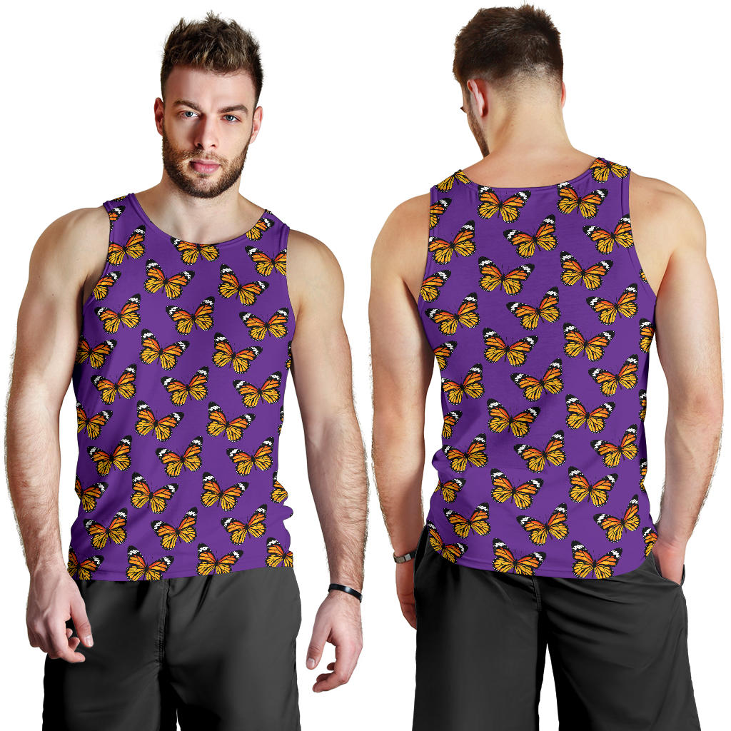 Monarch Butterfly Purple Print Pattern Men Tank Top