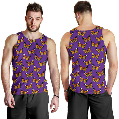 Monarch Butterfly Purple Print Pattern Men Tank Top
