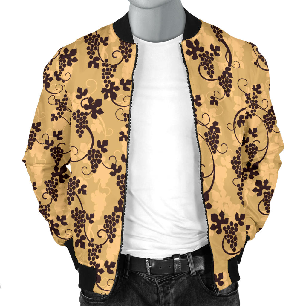 Wine Grape Design Print Men Bomber Jacket