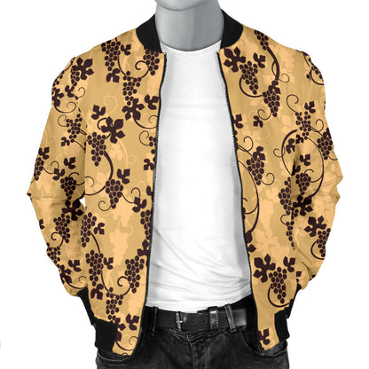 Wine Grape Design Print Men Bomber Jacket