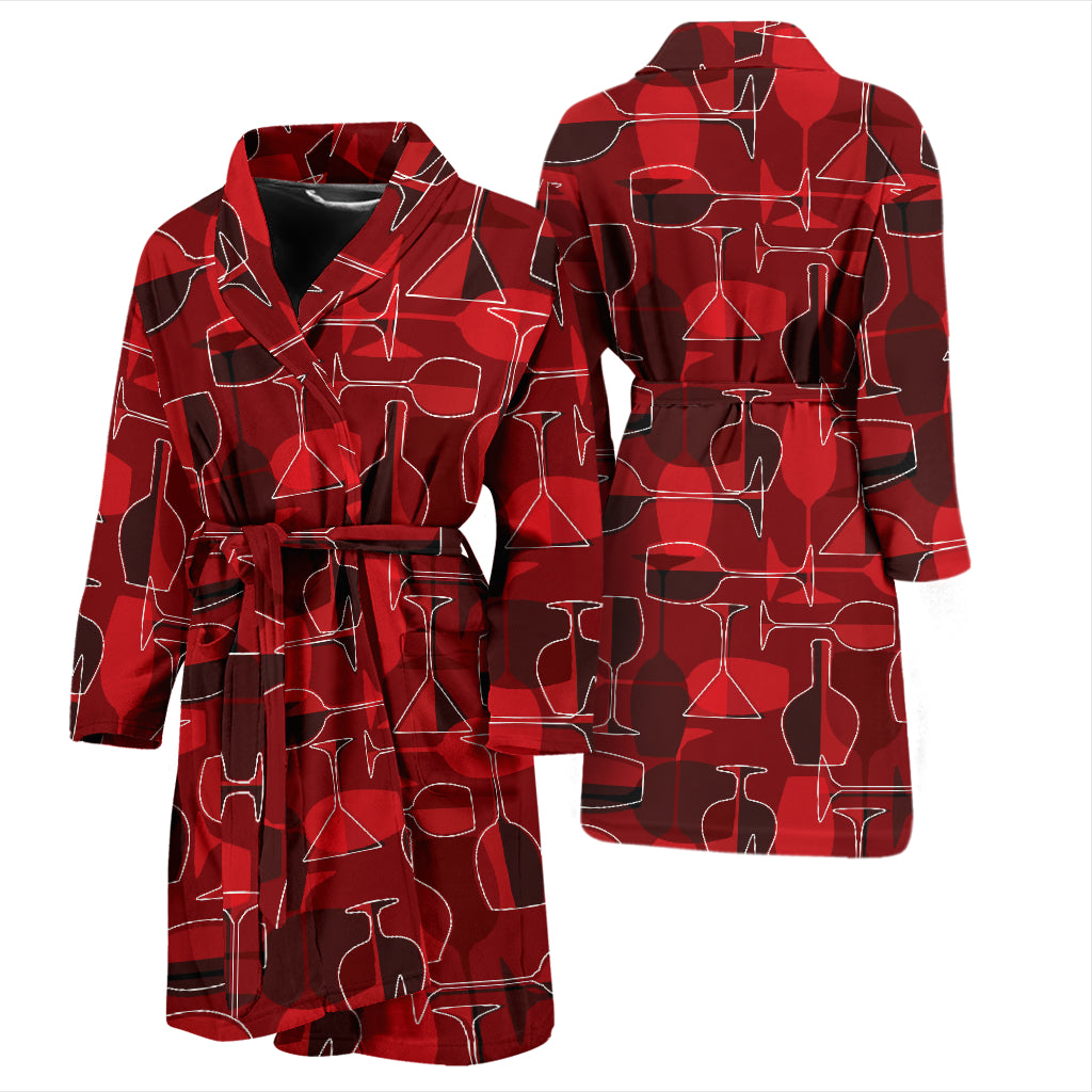 Wine Glass Print Design LKS301 Men Bathrobe