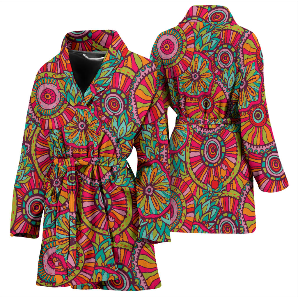 Boho Pattern Print Design 01 Women Bathrobe