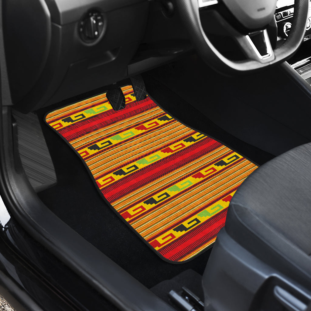 Mexican Blanket Ornament Print Pattern Car Floor Mats Front Back