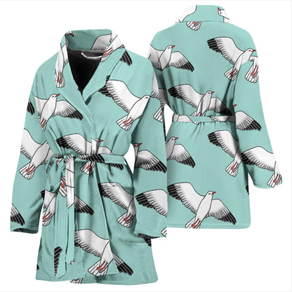 Pigeon Pattern Print Design 02 Women Bathrobe