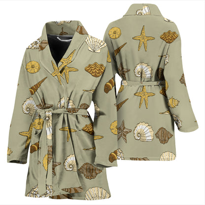 Seashell Beach Print Design LKS303 Women Bathrobe