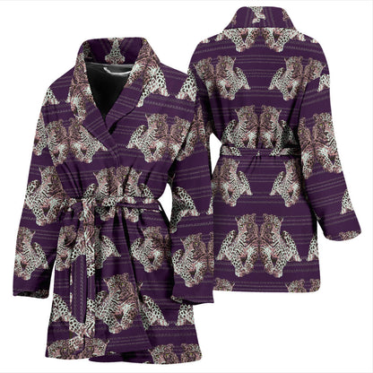 Leopard Pattern Print Design 01 Women Bathrobe
