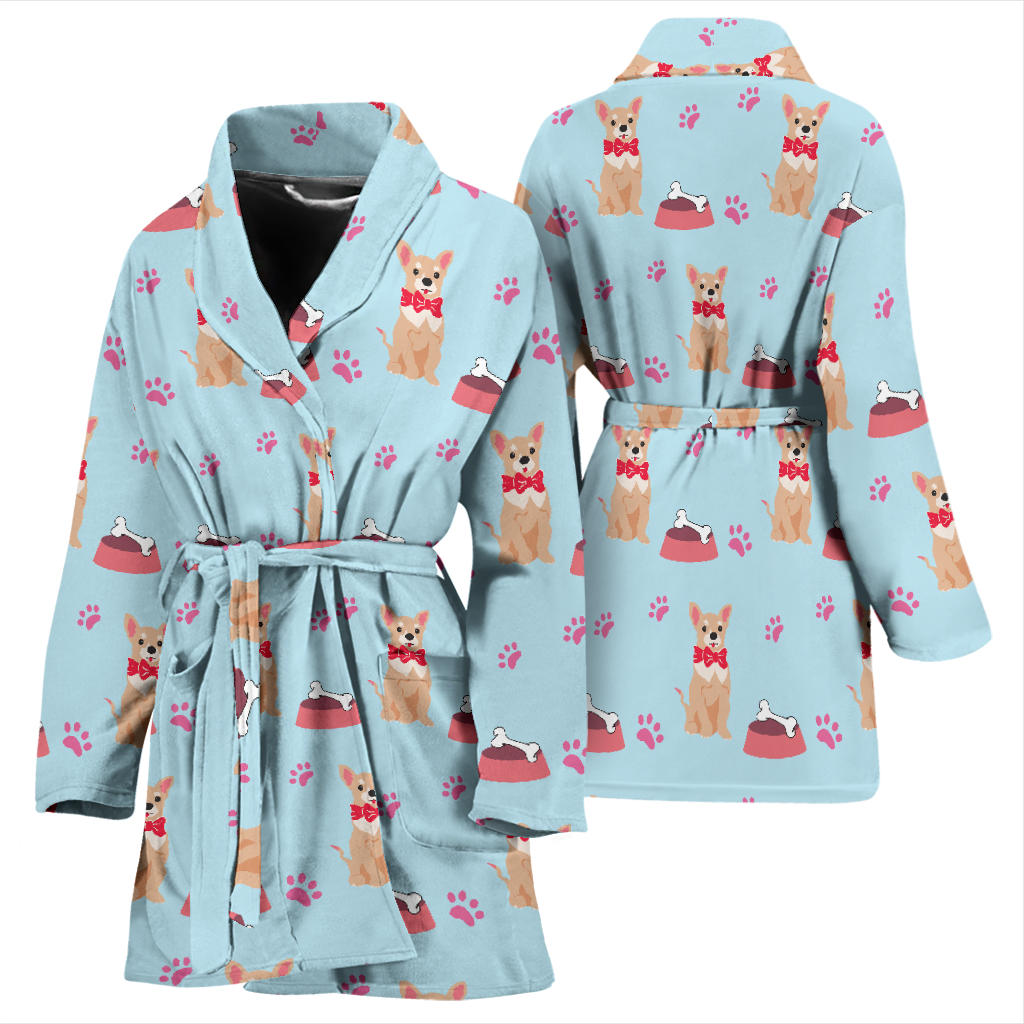 Chihuahua Pattern Print Design 05 Women Bathrobe