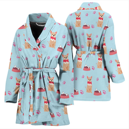 Chihuahua Pattern Print Design 05 Women Bathrobe