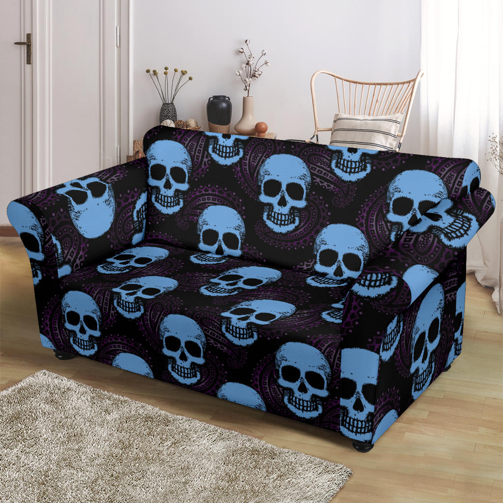 Skull Print Design LKS3012 Loveseat Couch Slipcover