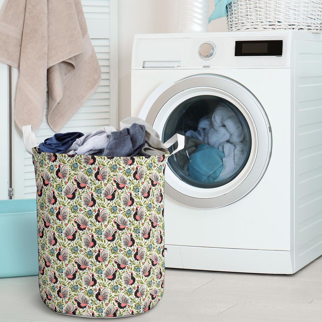 Rooster Print Design Laundry Basket