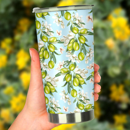 Elegant Olive Floral Print Tumbler