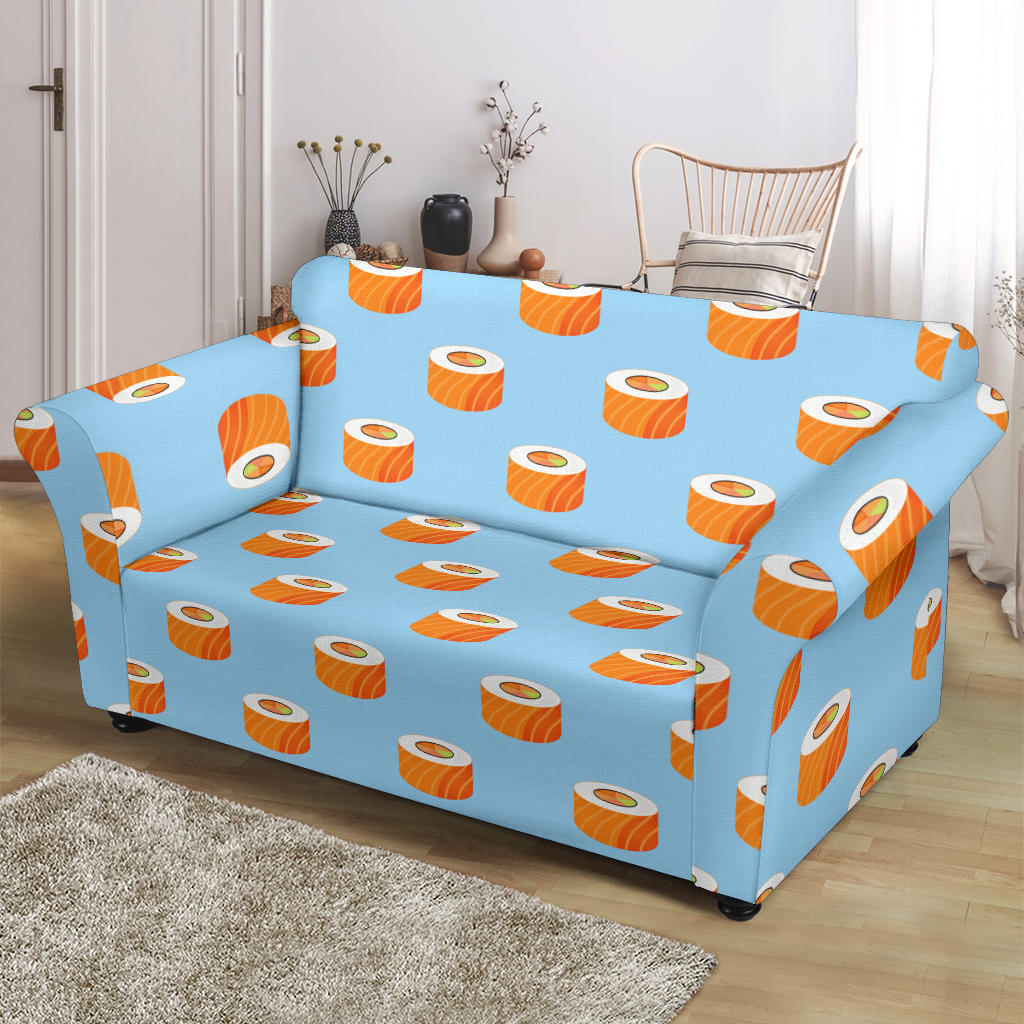 Salmon Sushi Print Design LKS307 Loveseat Couch Slipcover