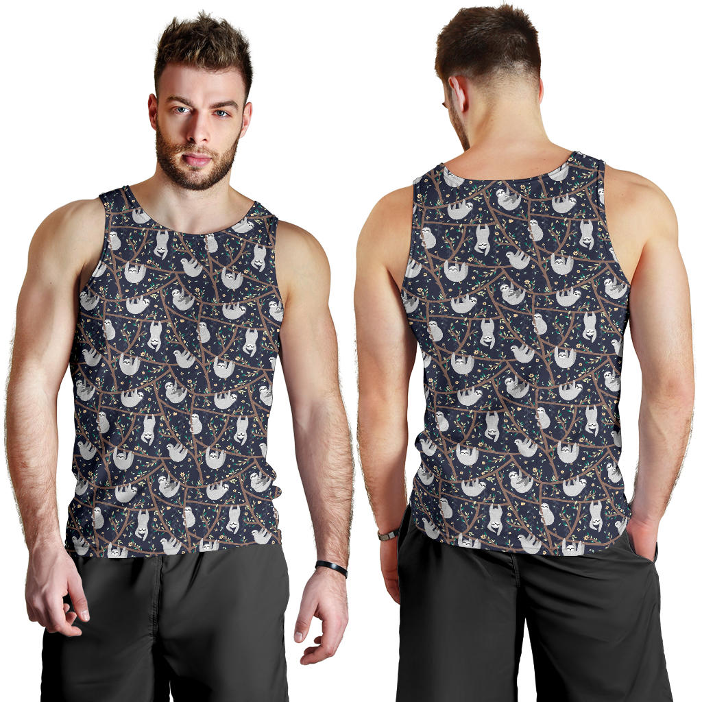Sloth Happy Design Themed Print Men Tank Top