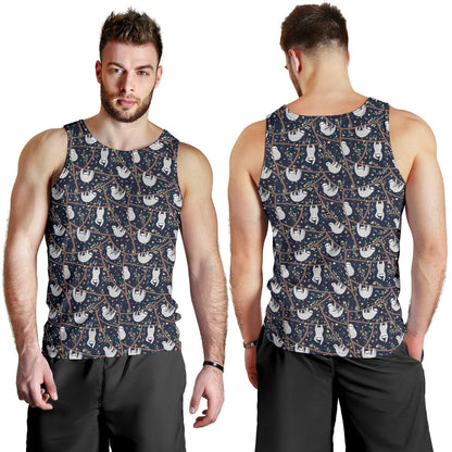 Sloth Happy Design Themed Print Men Tank Top