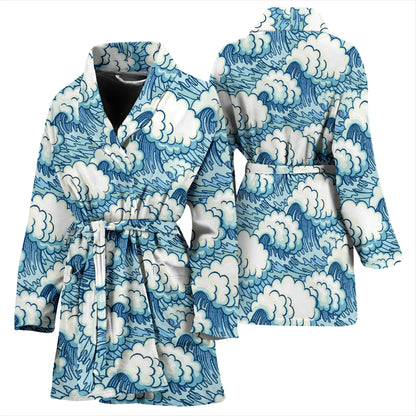 Wave Japan Style Print Design LKS304 Women Bathrobe
