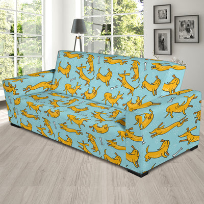 Dachshund Pattern Print Design 08 Sofa Slipcover