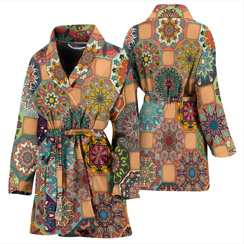Boho Pattern Print Design 07 Women Bathrobe