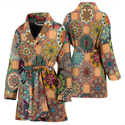 Boho Pattern Print Design 07 Women Bathrobe
