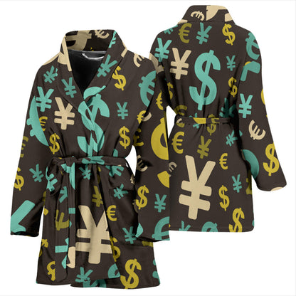 Money Pattern Print Design 01 Women Bathrobe