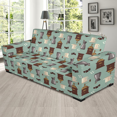 Coffee Pattern Print Design 04 Sofa Slipcover