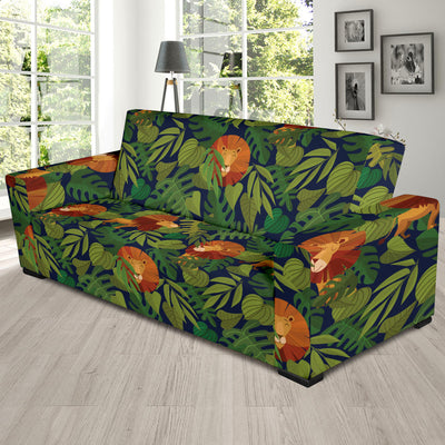 Lion Jungle Pattern Print Design 05 Sofa Slipcover