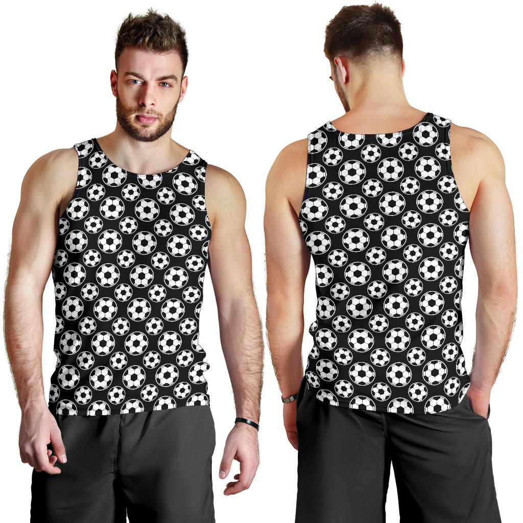 Soccer Ball Black Print Pattern Men Tank Top