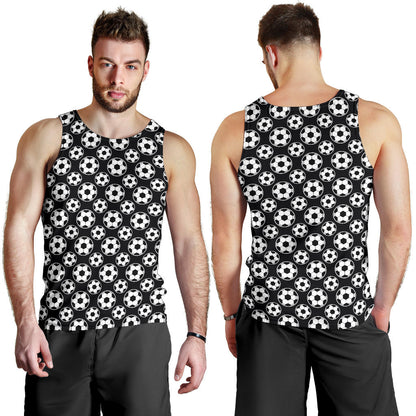 Soccer Ball Black Print Pattern Men Tank Top